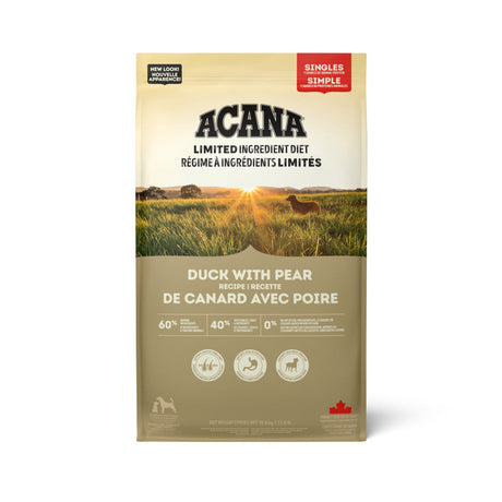 ACANA Singles Duck With Pear Recipe Front 10.8kg Canada.tif