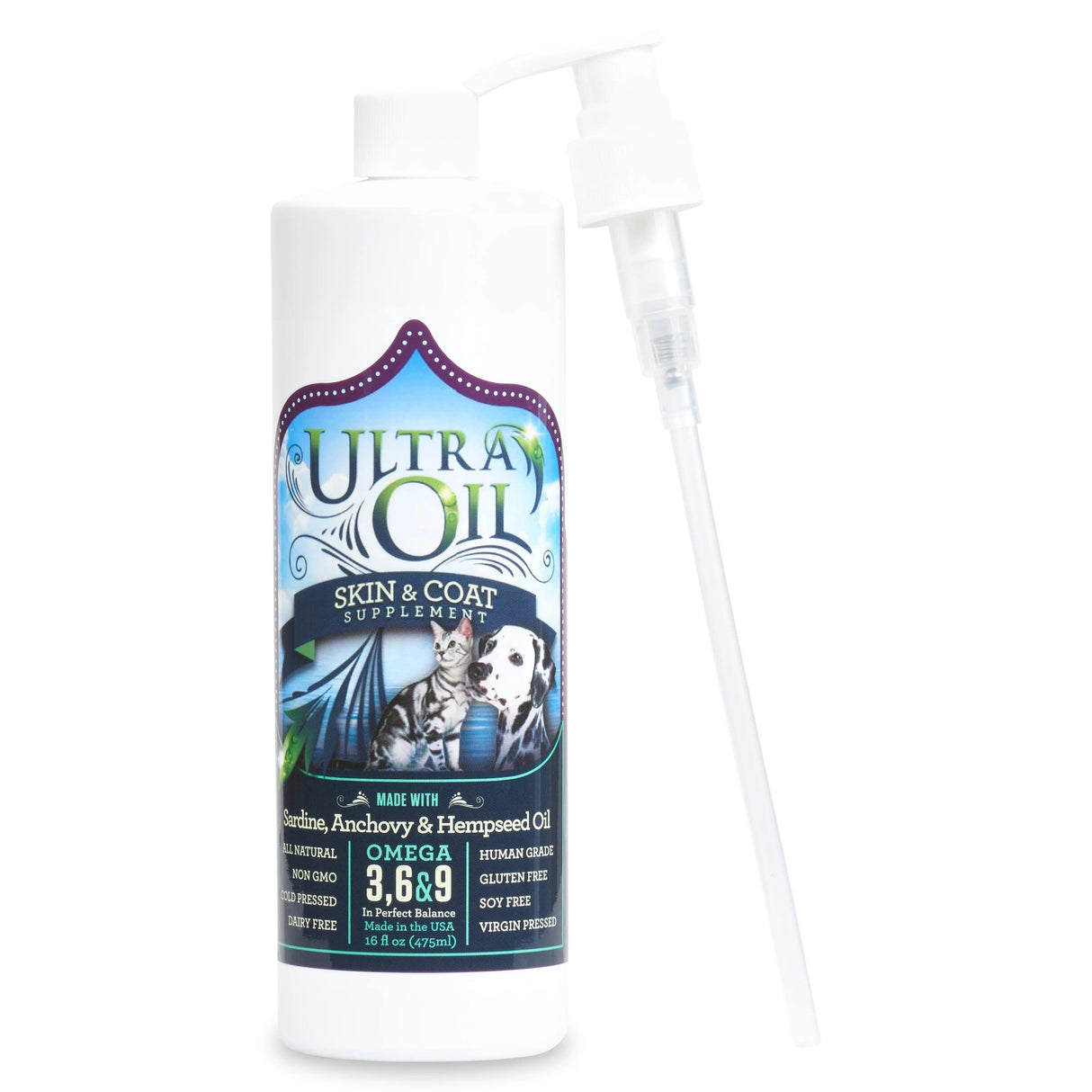 Ultra Oil All Natural Skin and Coat Supplement for Dogs and Cats 16 oz.