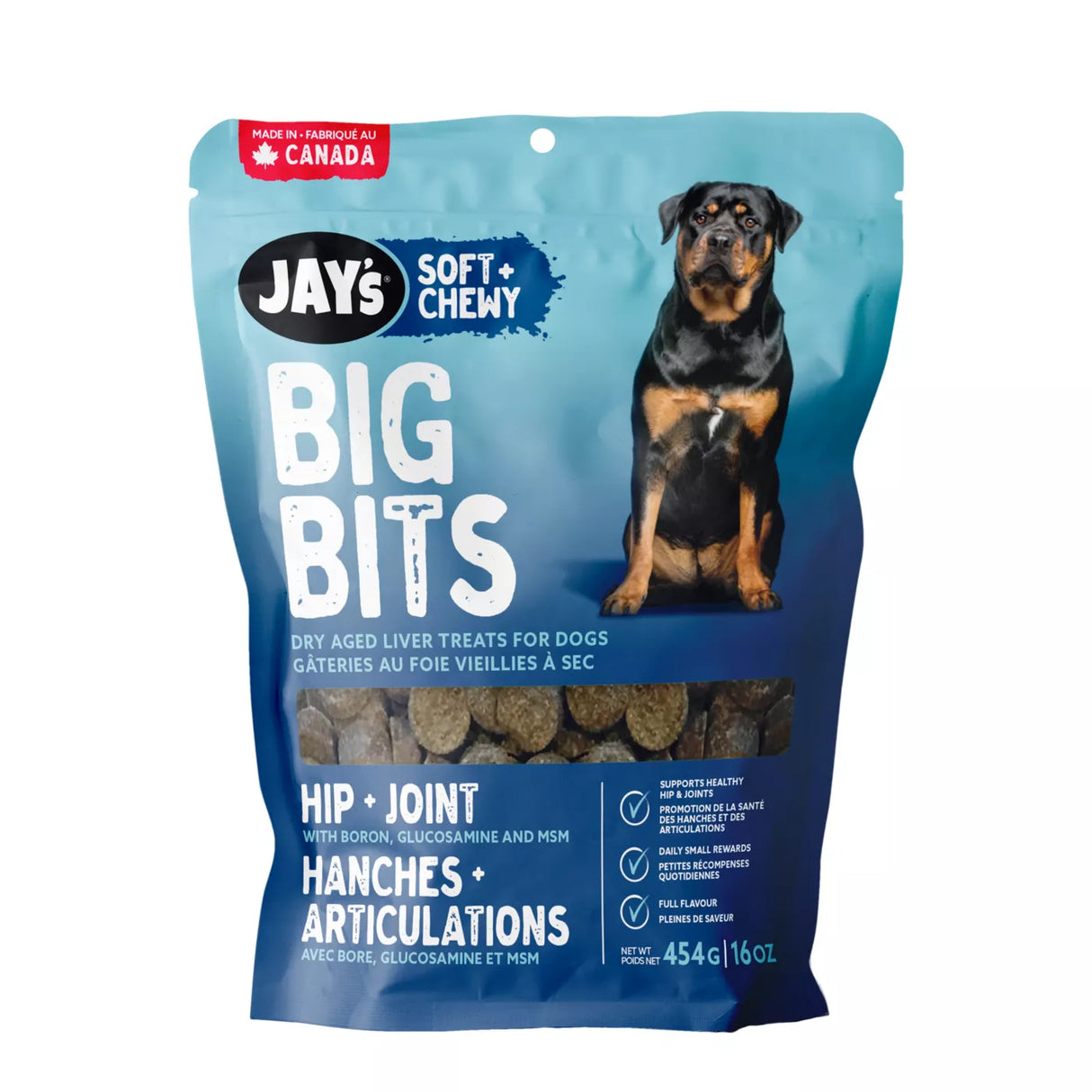 Dog Treats | Soft & Chewy | Hip & Joint Formula | Jays Big Bits | 454 Gr.