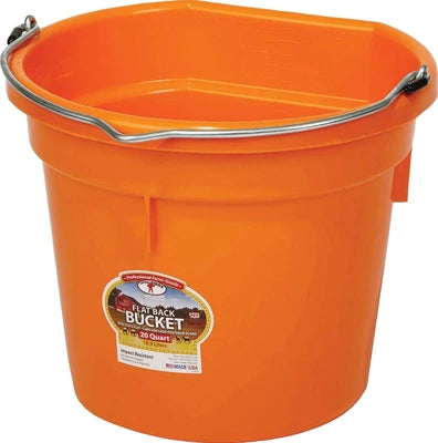 Plastic Bucket | Flat Back | 20 Quart Plastic | Various Colours