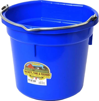 Plastic Bucket | Flat Back | 20 Quart Plastic | Various Colours