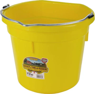 Plastic Bucket | Flat Back | 20 Quart Plastic | Various Colours