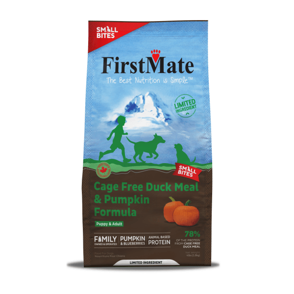 FirstMate Dog Lid with Grain and Cage Free Duck and & Pumpkin Small Bites