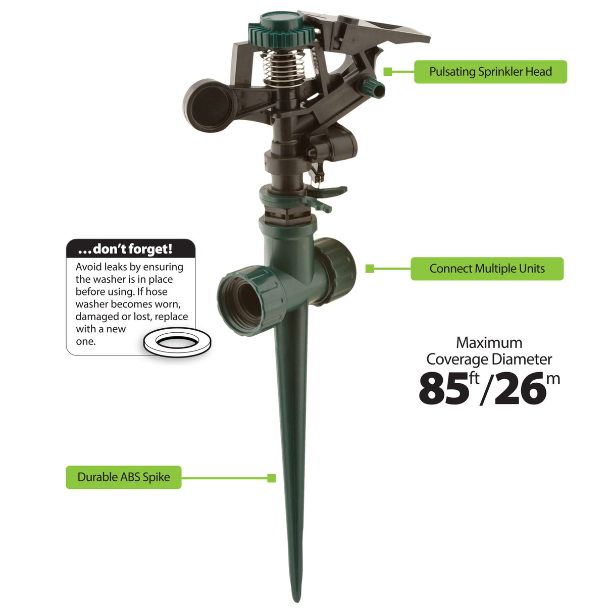 Sprinkler | Impact Sprinkler | Plastic Head | Spike Base | Melnor 9560C