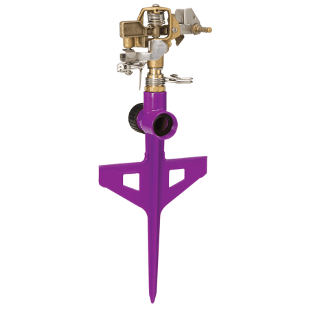 Dramm ColorStorm Impulse Stake Sprinkler | Brass Head | Step-In | 70 Ft.