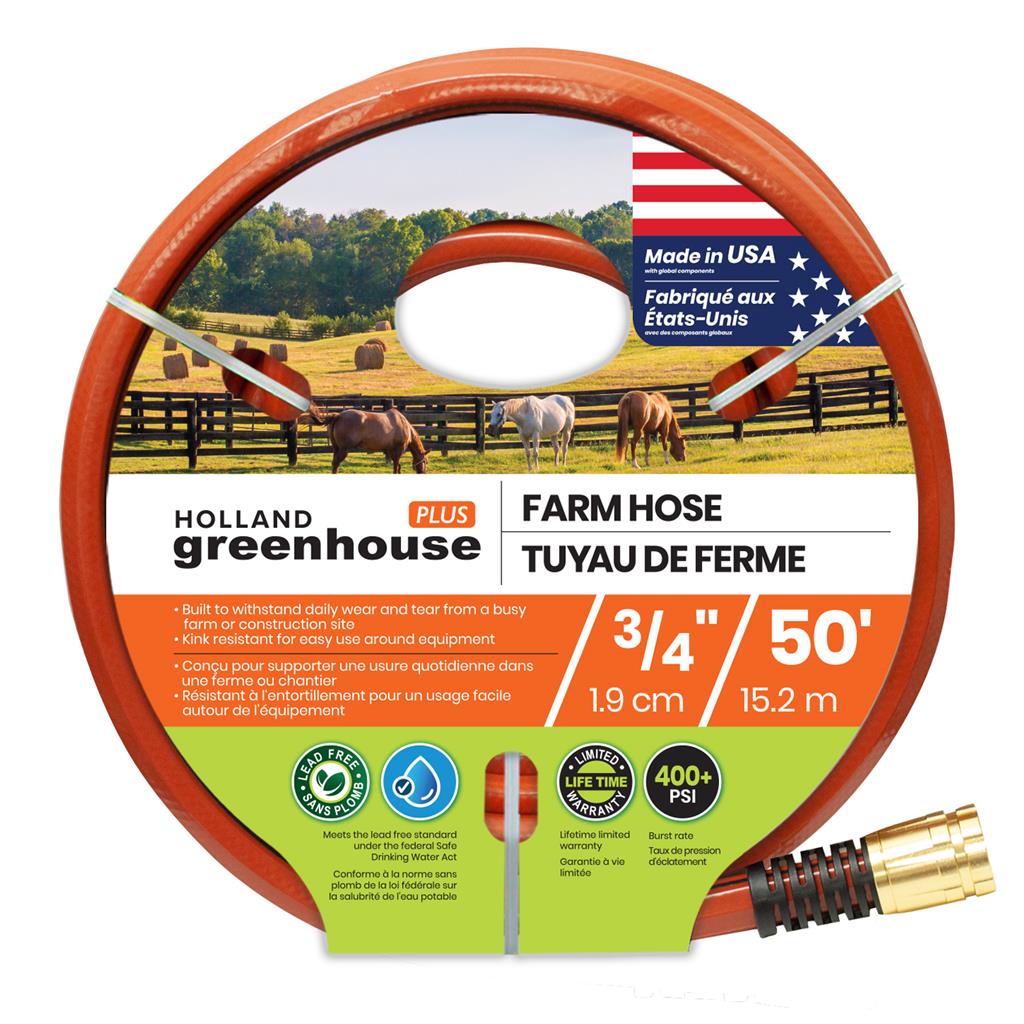 Garden Hose | Premium Rubber | 3/4" x 100' | Holland Farm House Red