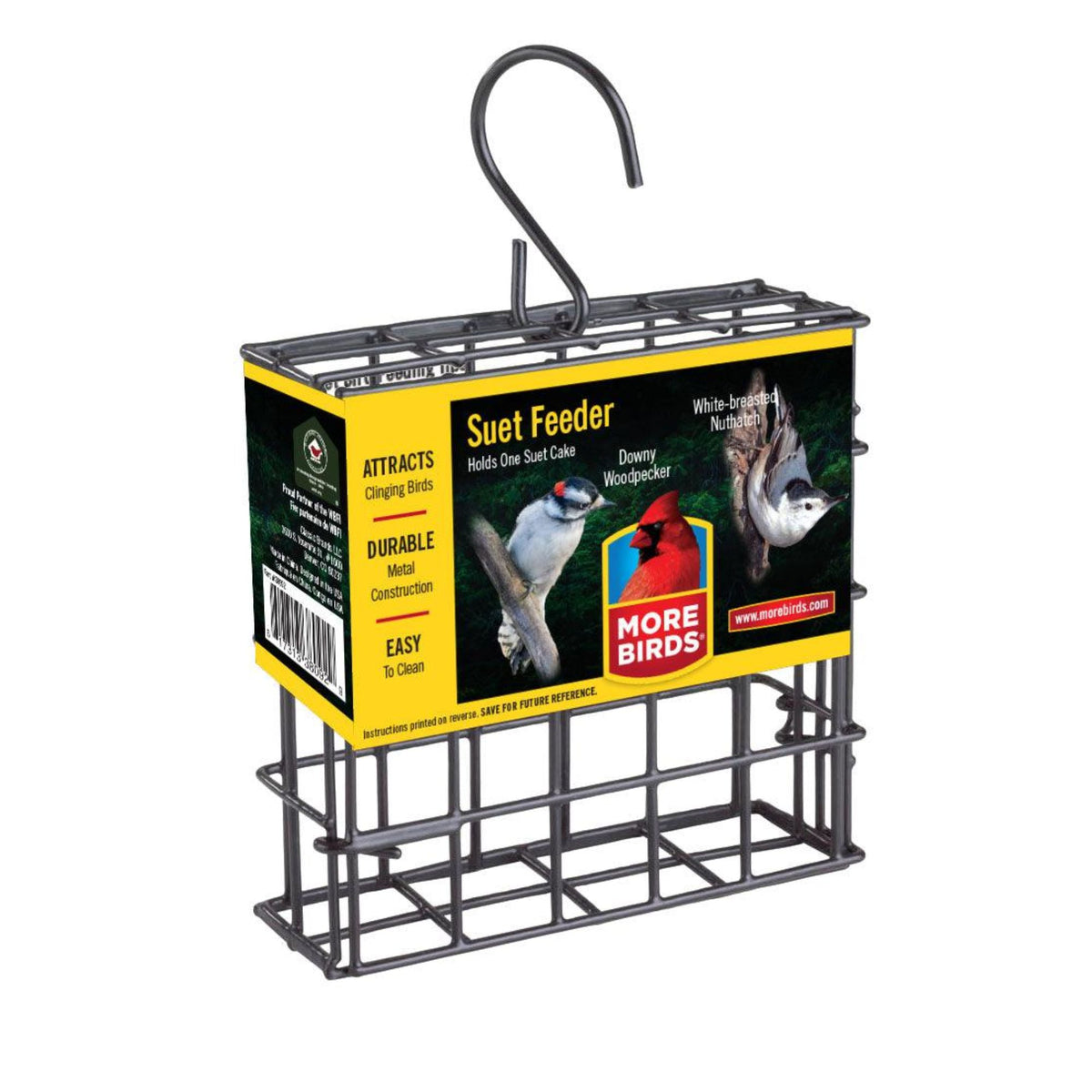 More Birds Single Suet Cage Bird Feeder