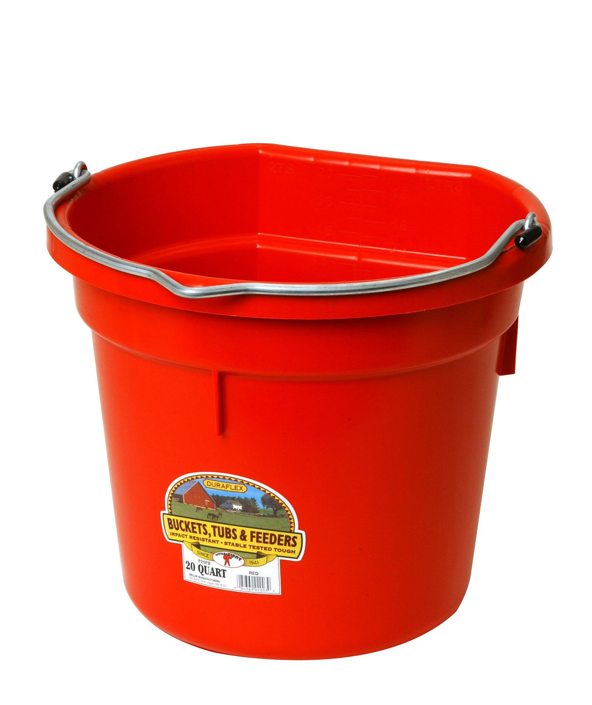 Plastic Bucket | Flat Back | 20 Quart Plastic | Various Colours