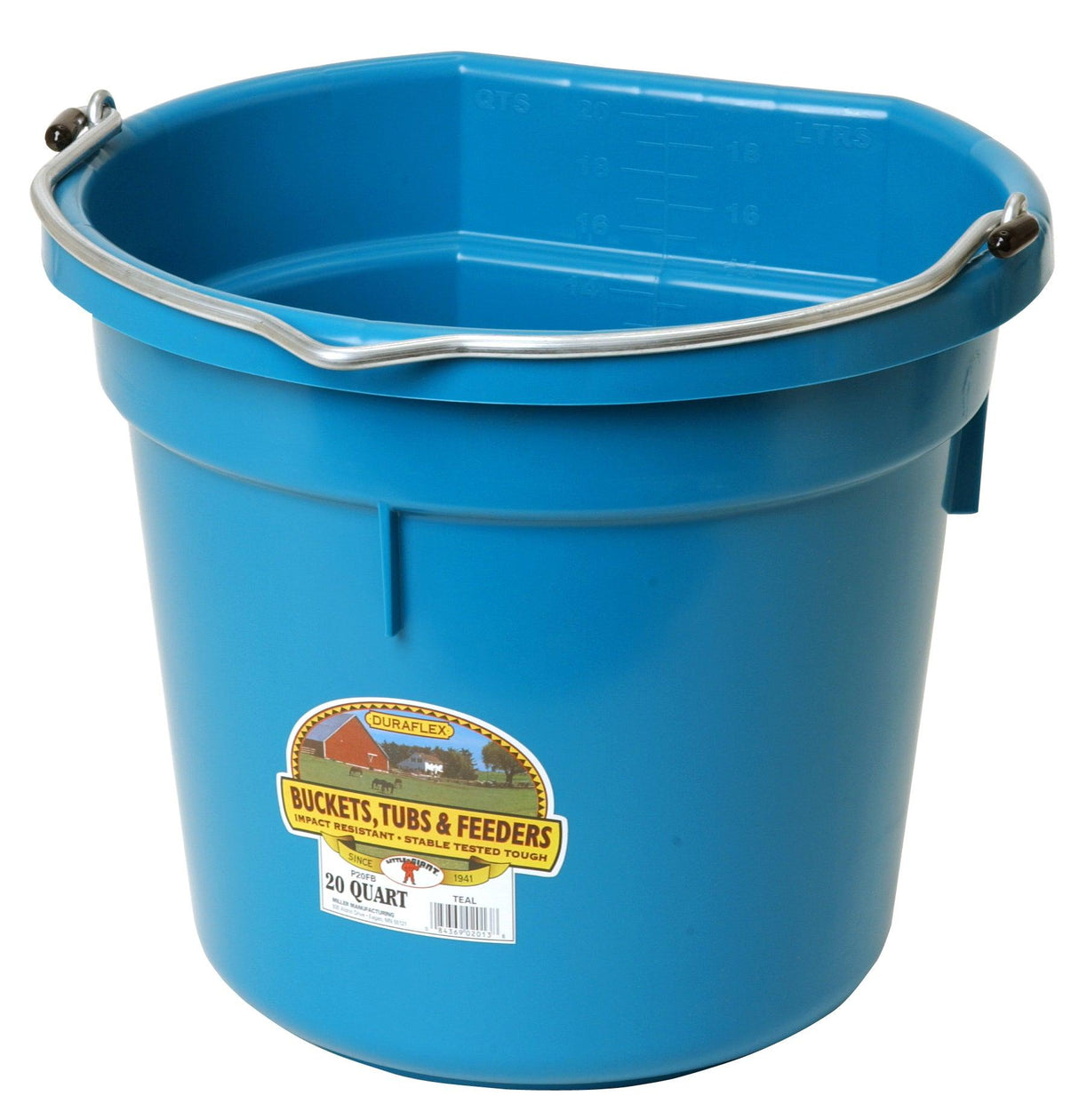 Plastic Bucket | Flat Back | 20 Quart Plastic | Various Colours