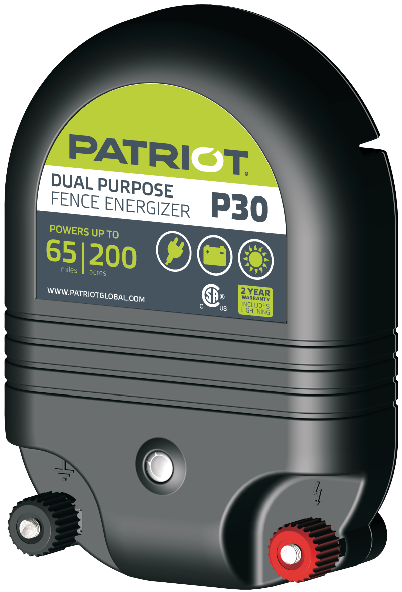 Patriot P30 Dual Powered Fence Energizer | 3 Joules | 65 Miles | AC & 12V
