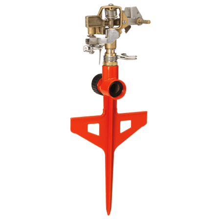 Dramm ColorStorm Impulse Stake Sprinkler | Brass Head | Step-In | 70 Ft.