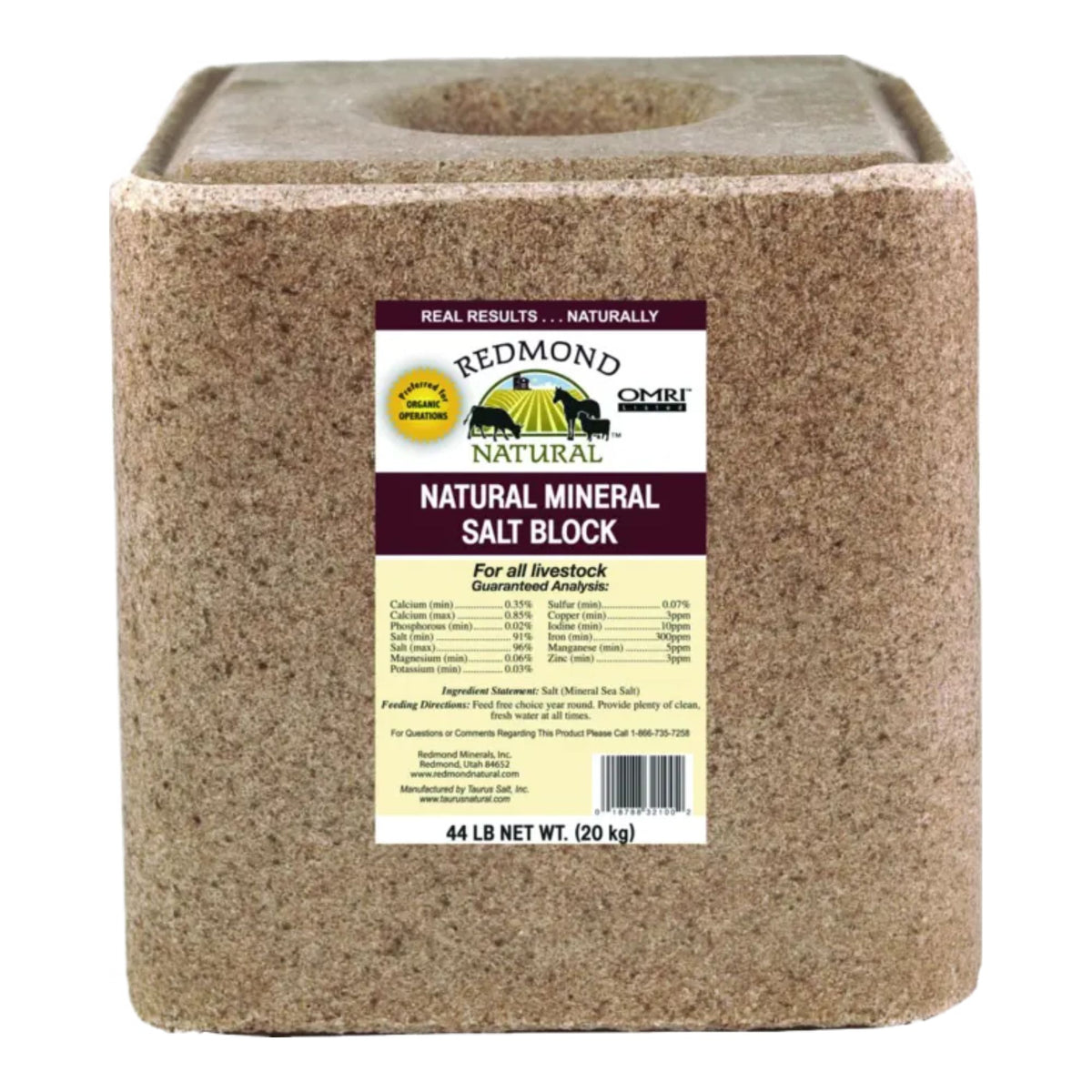 Redmond Natural Mineral Salt Block for Livestock | 20kg