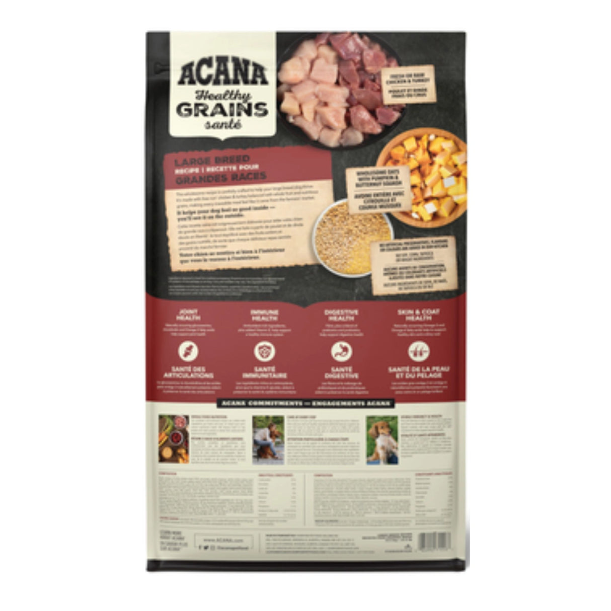 Back view of Acana Healthy Grains for Large Breeds Chicken and Turkey Dog Food on a white background