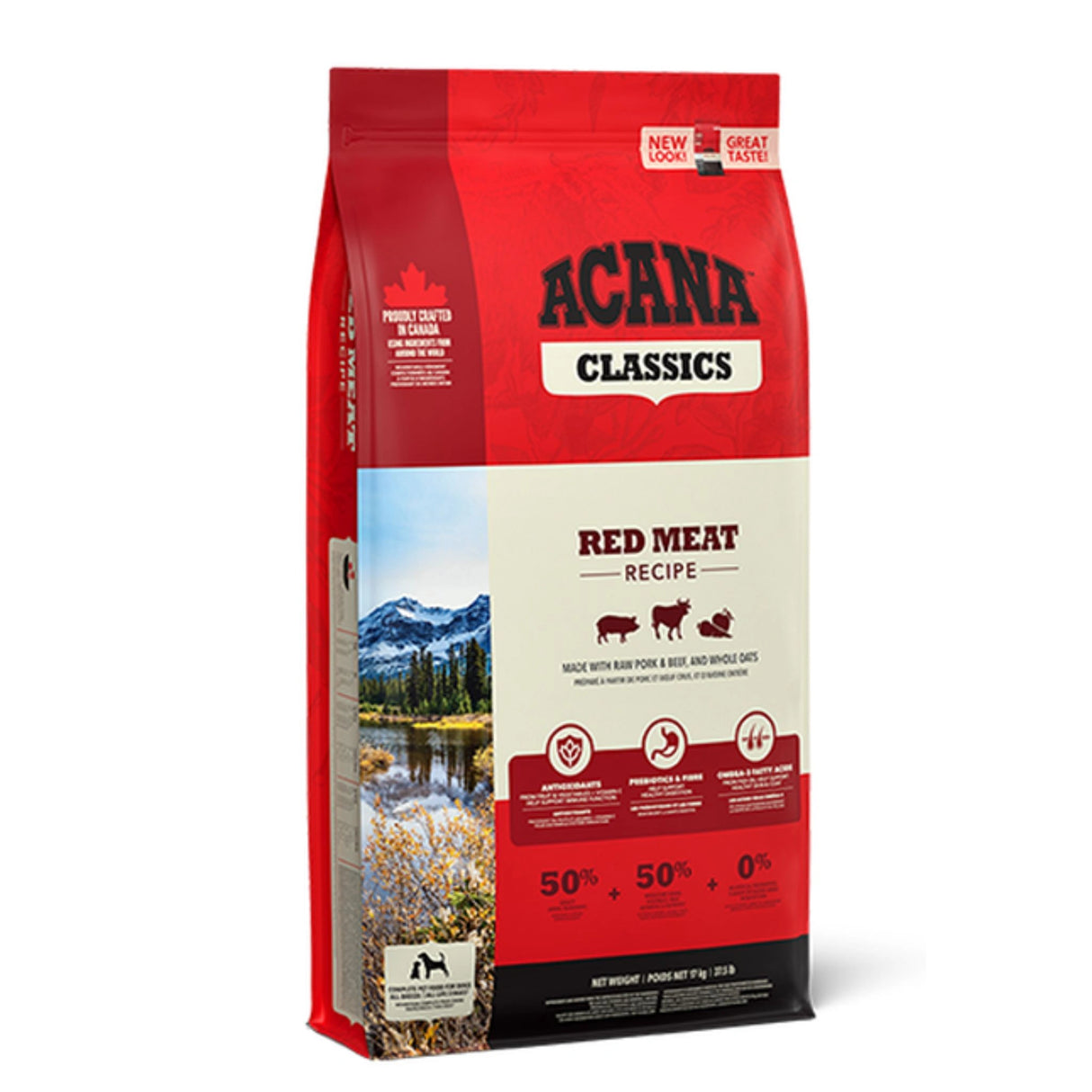 Front view of Acana Classic Red Meat Dry Dog Food on a white background