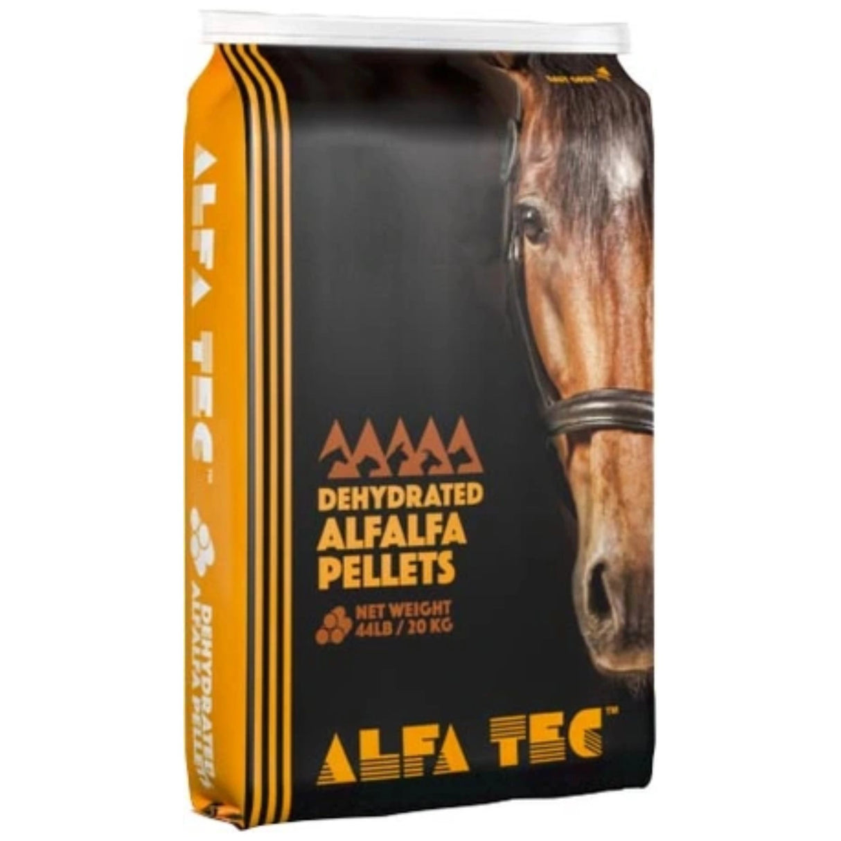 A front side view of Alfa Tec Alfalfa Pellets Horse Feed on a white background