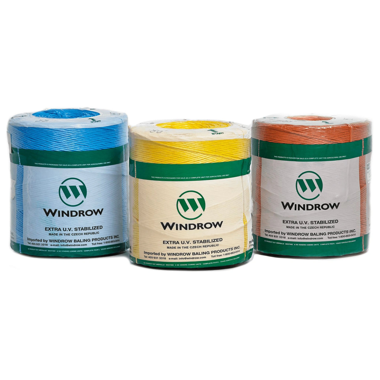 A front view of Windrow Baling Products Baler Twine on a white background