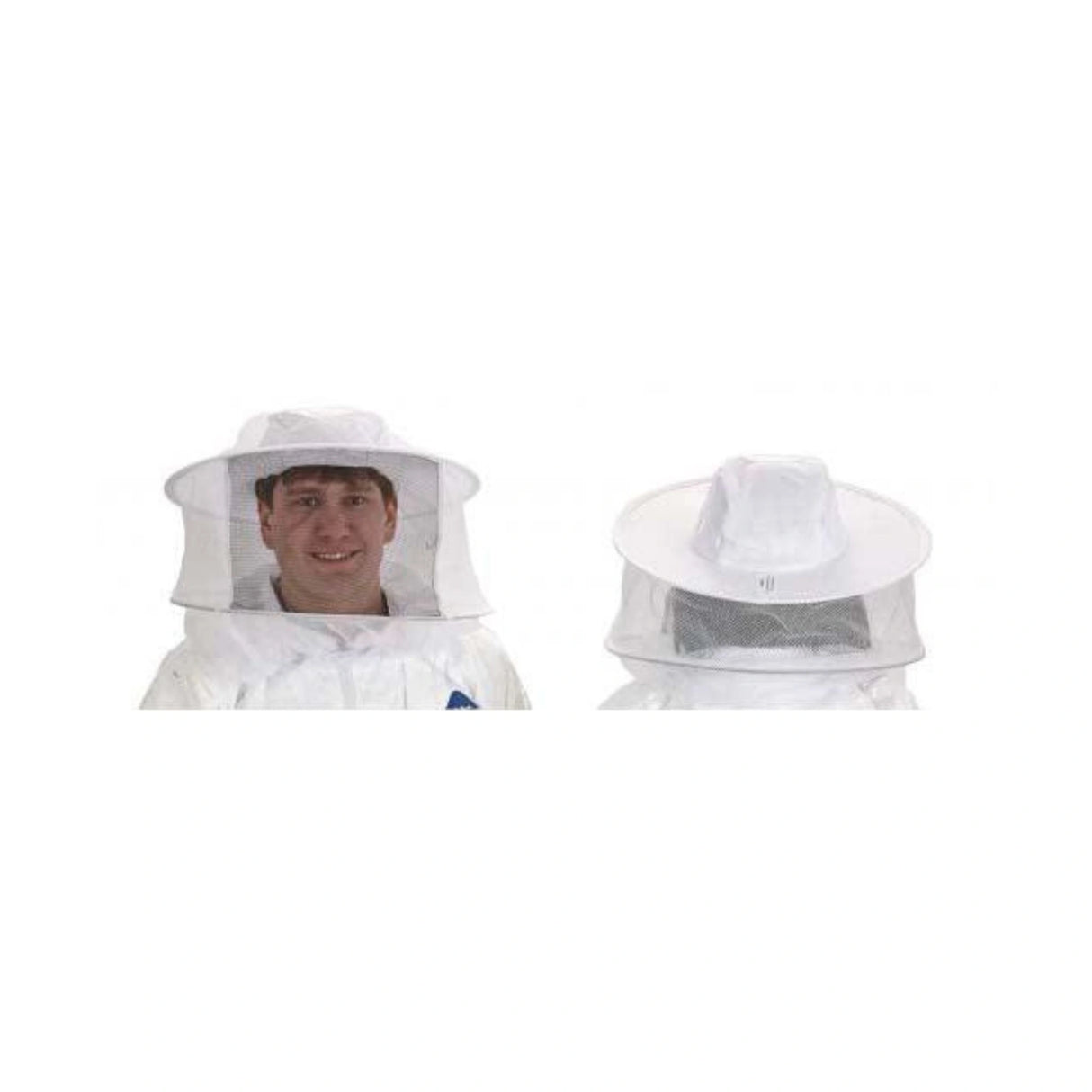 Front and back view of Little Giant Beekeeping Veil with Built-In Hat on a white background