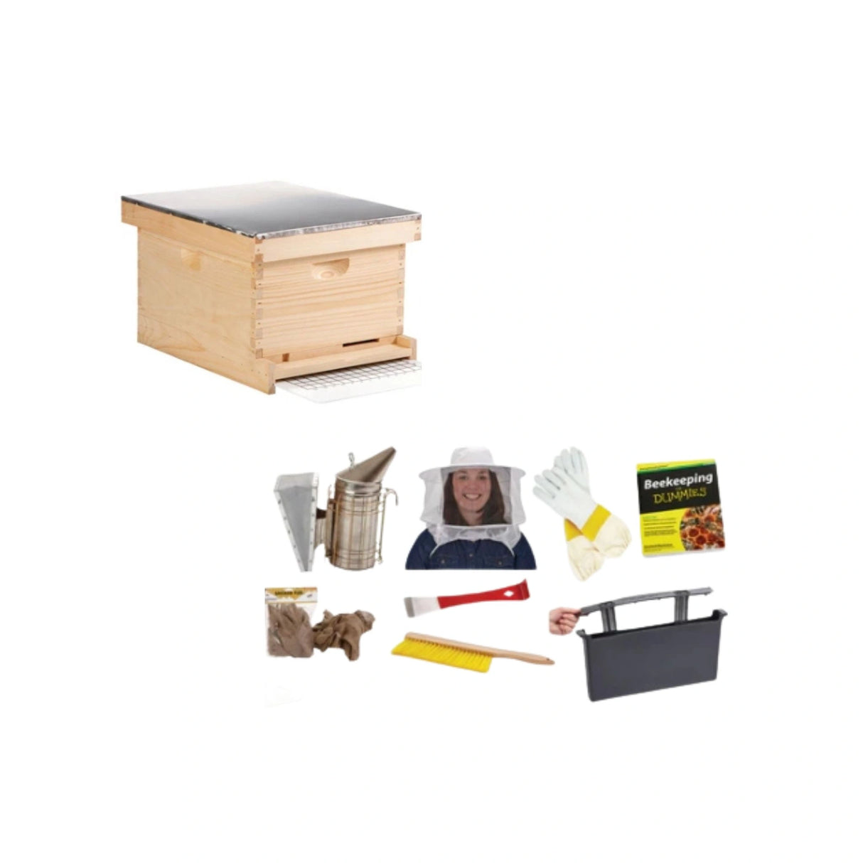 A front view of Little Giant Beekeeping 10-Frame Deluxe Beginner Hive Kit on a white background