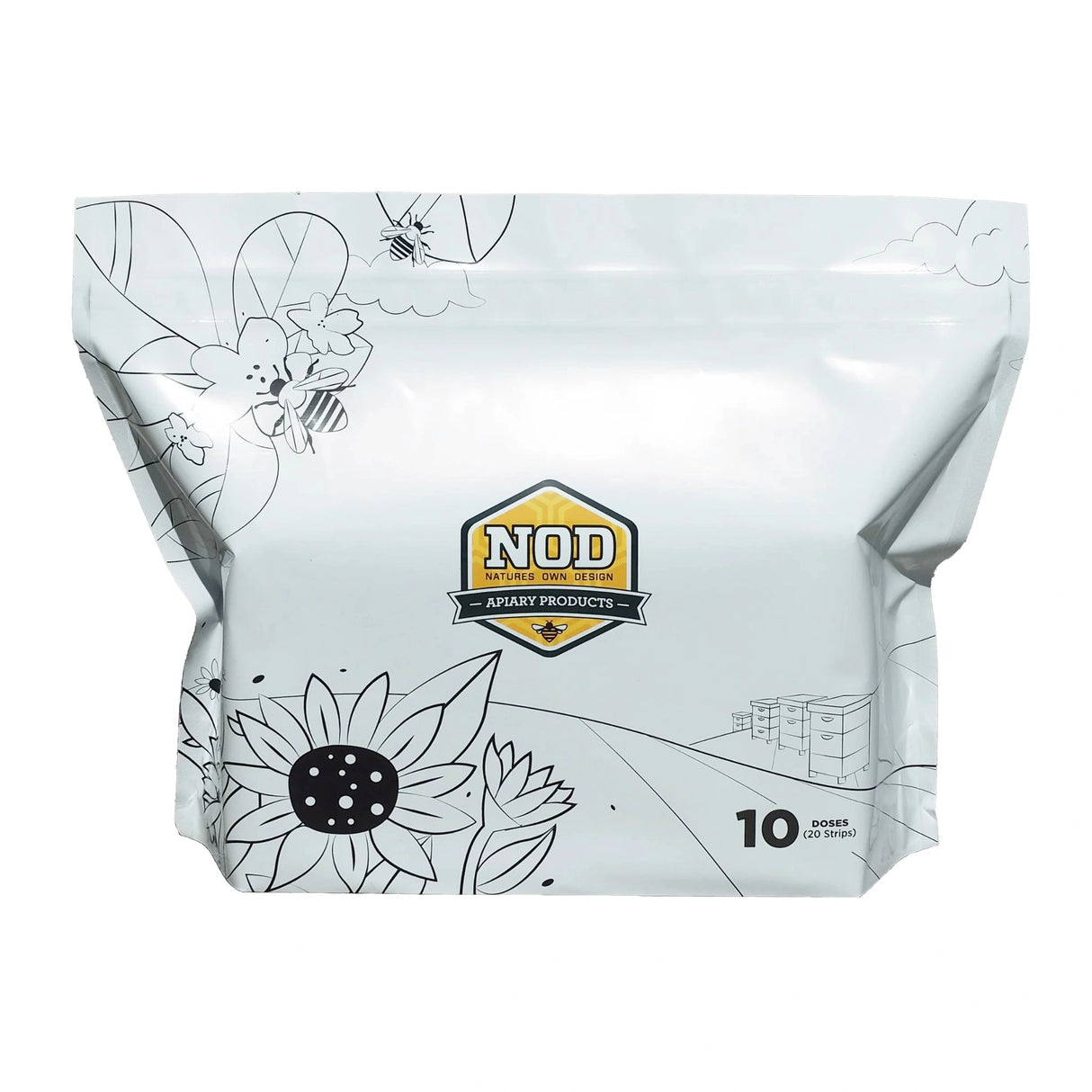 Front view of 10 Dose Dancing Bee Equipment Beekeeping Supplies Formic Pro Strips on a white background