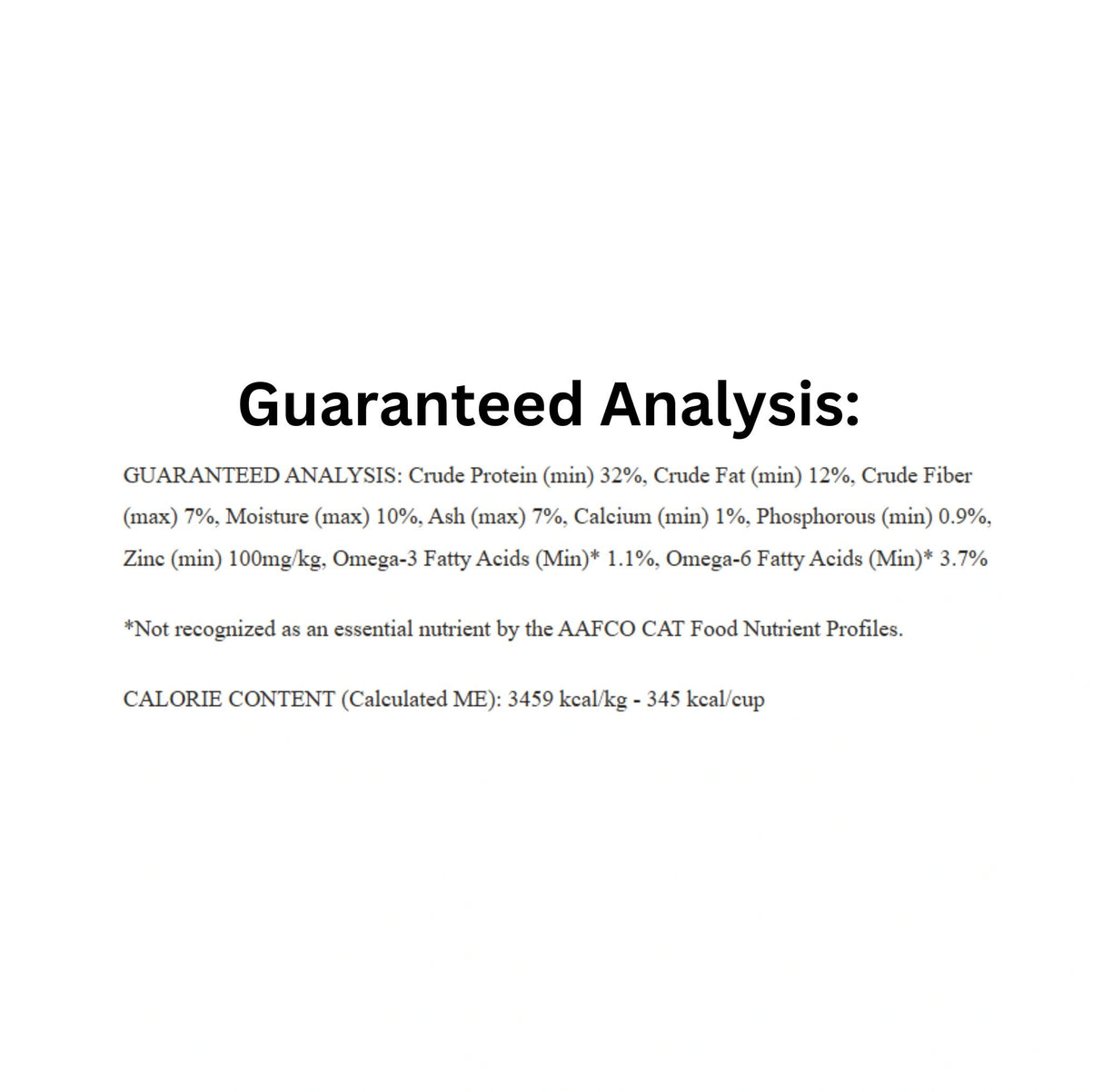 Guaranteed Analysis of Boreal Functional Indoor Grain Free Chicken Formula Cat Food