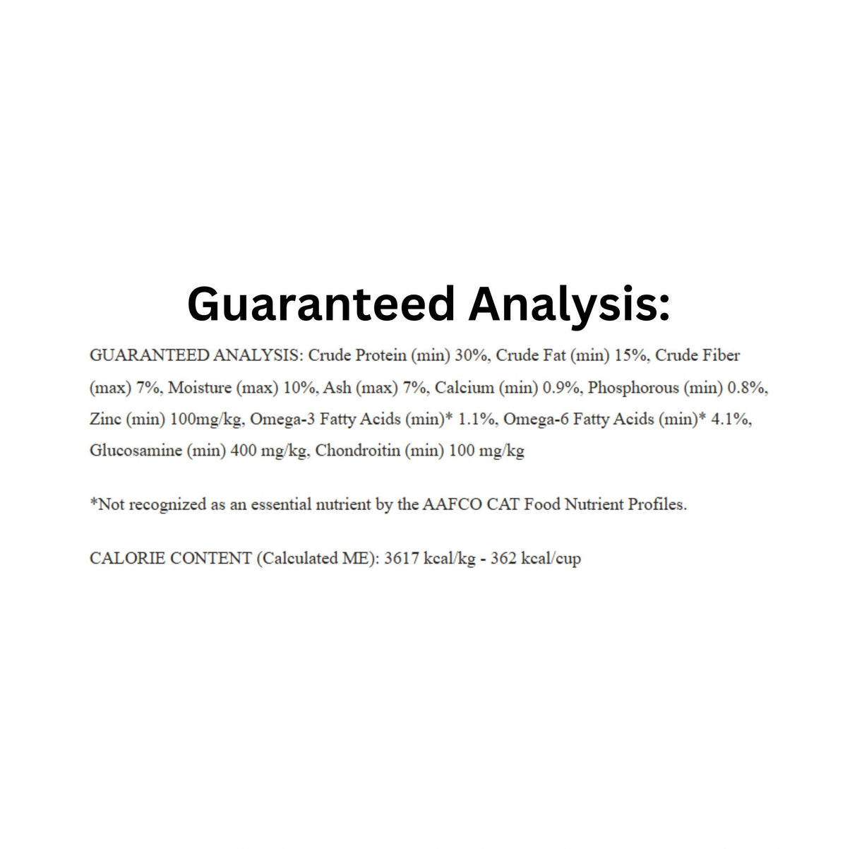 Guaranteed Analysis of Boreal Functional Senior Less Active Fresh Meat Grain Free Chicken Cat Food