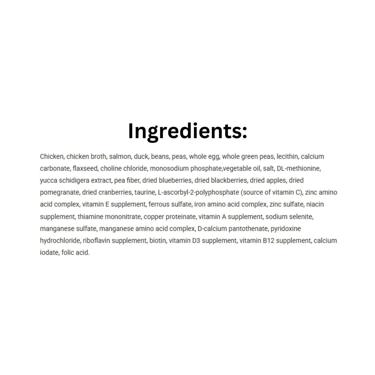 List of Ingredients of Boreal Cobb Chicken Atlantic Salmon & Canadian Duck Cat Food