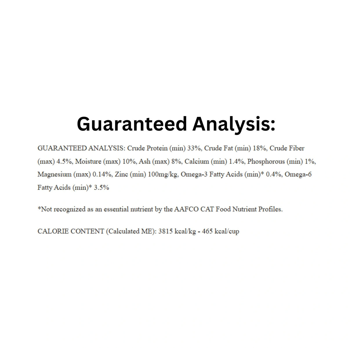 Guaranteed Analysis of Boreal Grain Free Fresh Meat Original Chicken Cat Food