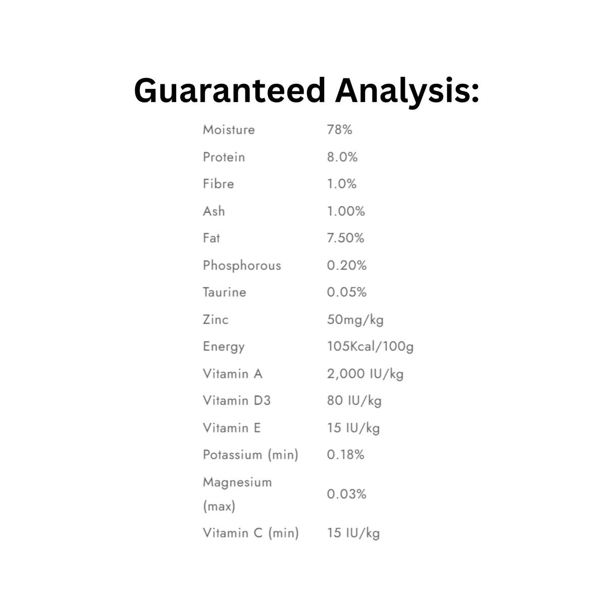 Guaranteed analysis of Boreal Grain-Free Heritage Turkey & Trout Cat Food
