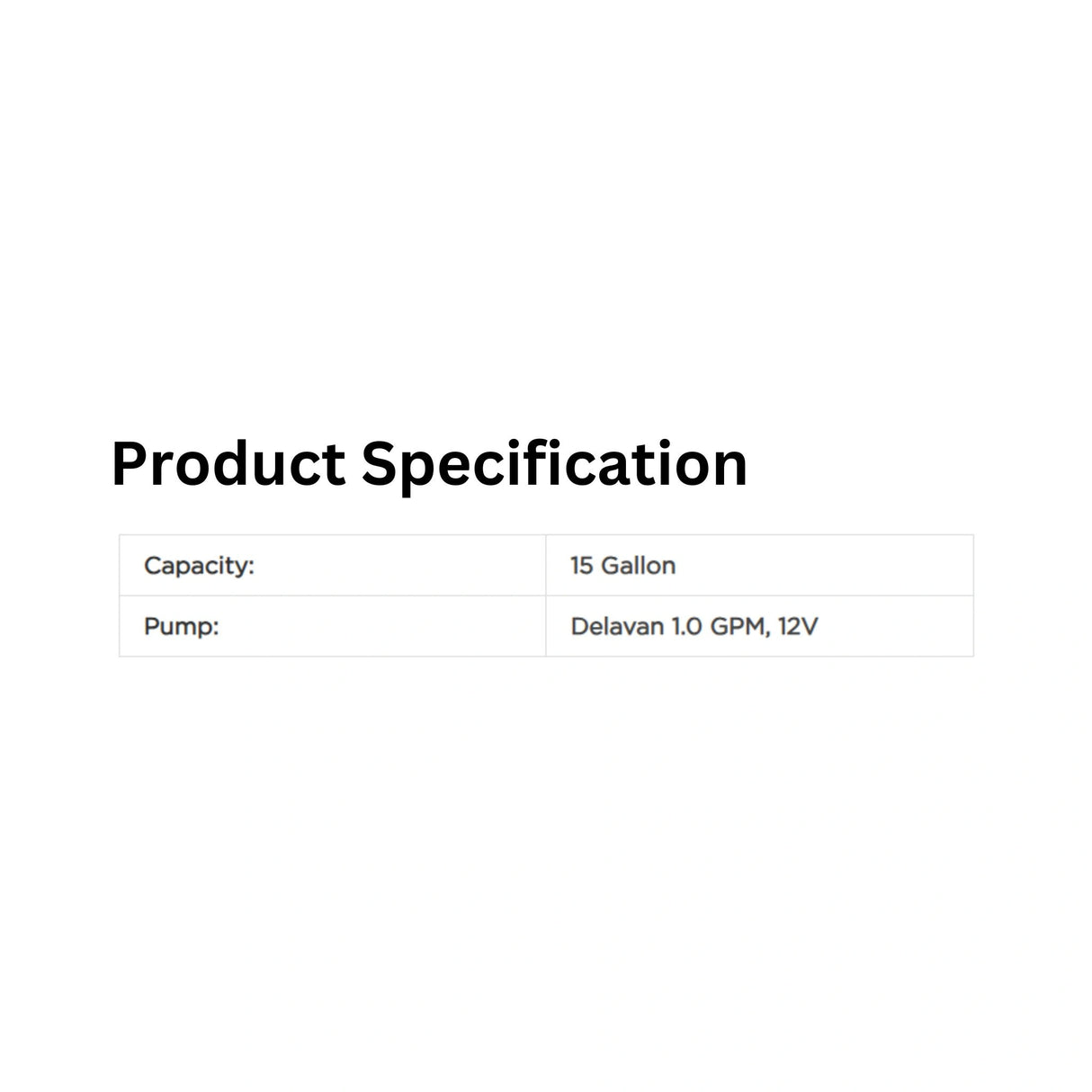 A product specification of ATV Sprayer 15 Gallon Spot Sprayer
