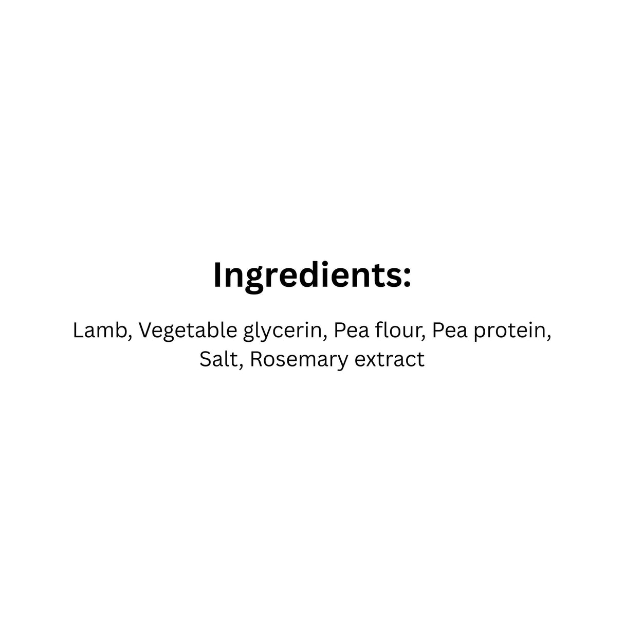 Ingredients list of Canada Fresh Lamb Dog Treats showing natural, meat-rich formulation.