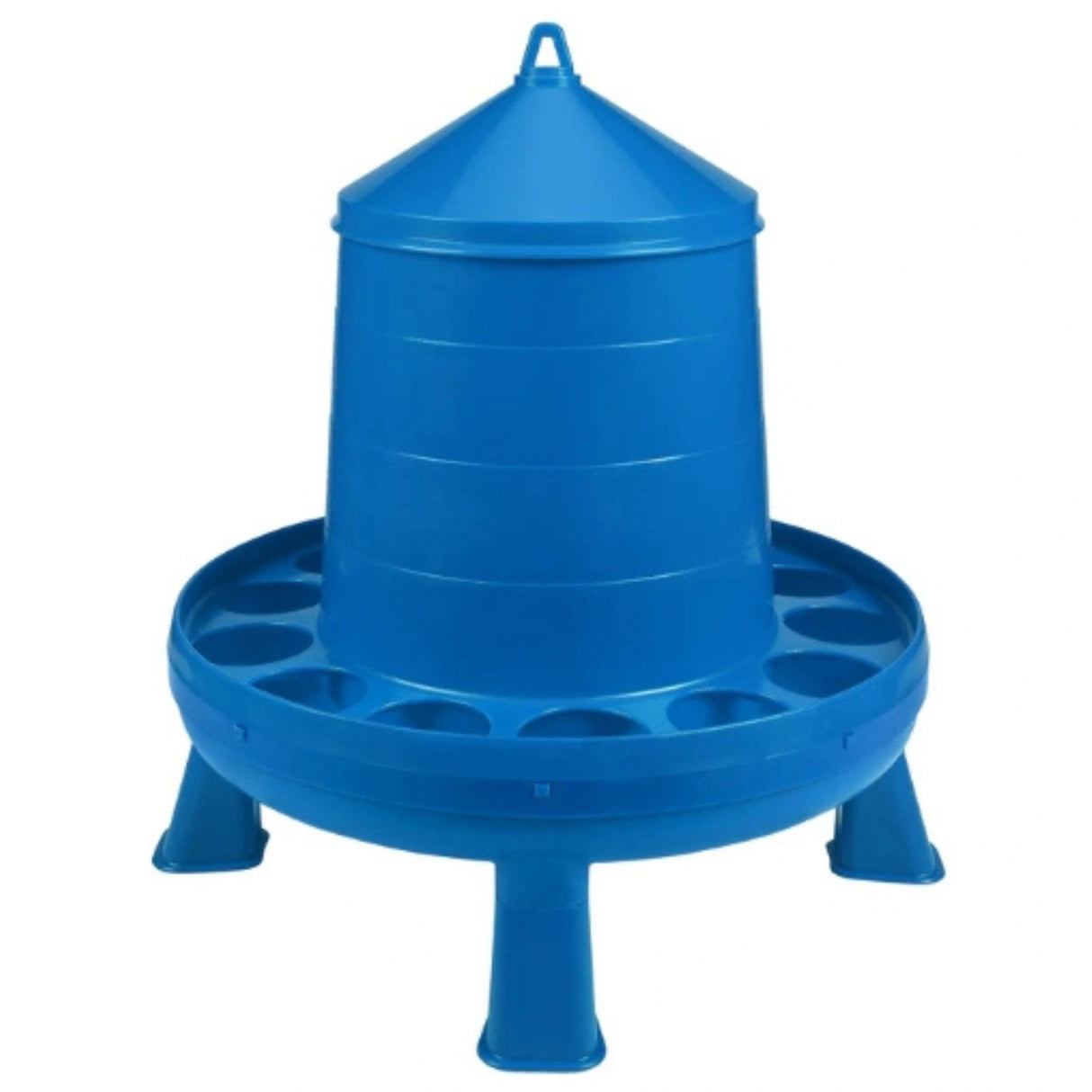 Front view of a Double-Tuf Chicken Feeder with Legs on a white background