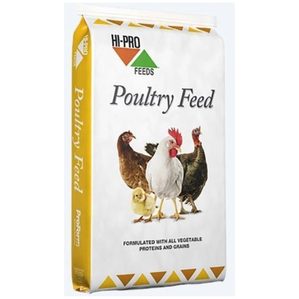 A front view of Hi-Pro Feed Chicken Feeds 18% All Purpose Laying Poultry Crumble 20kg on a white background