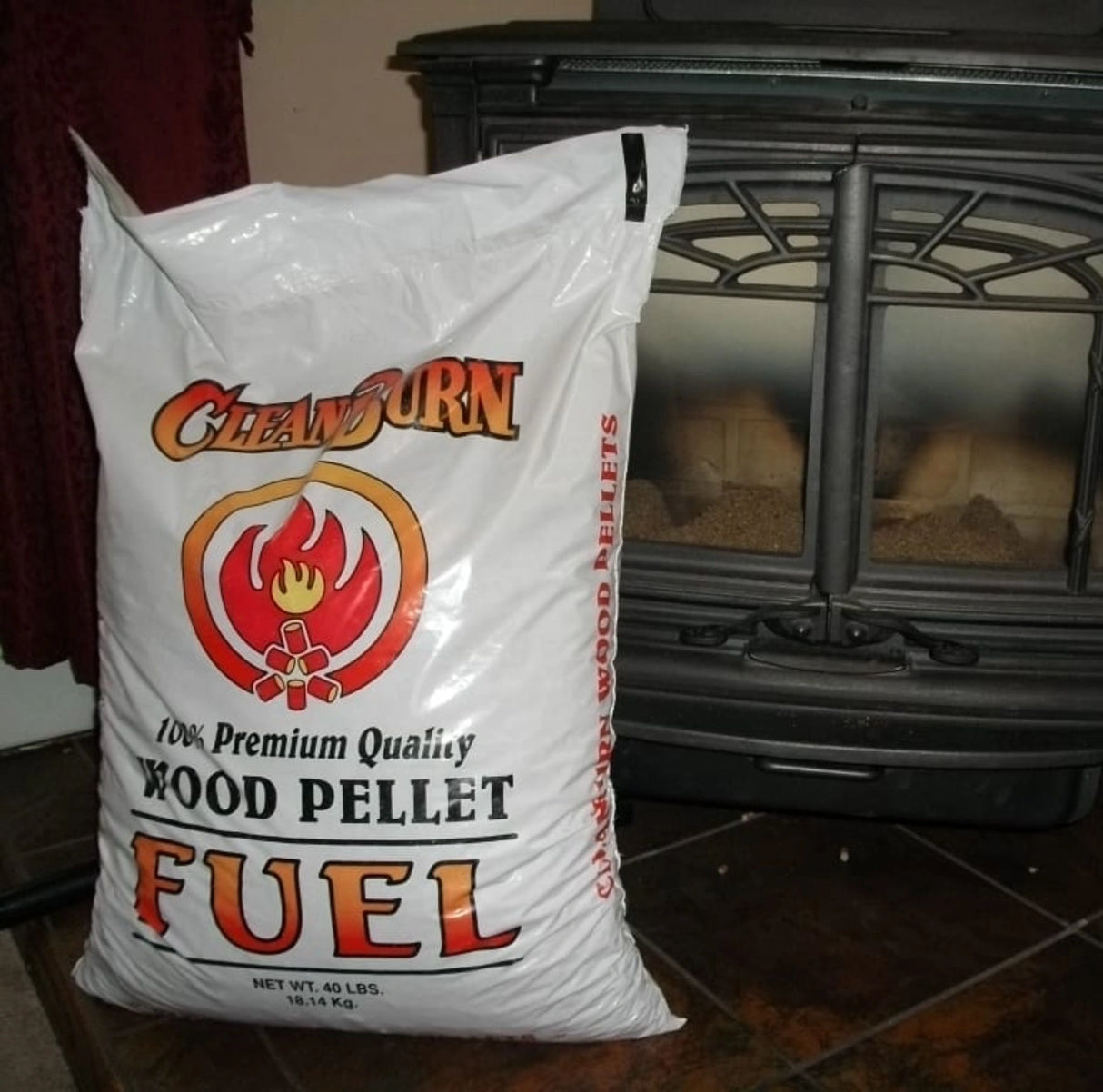 Clean Burn wood pellets being used in a wood pellets stove for efficient heating
