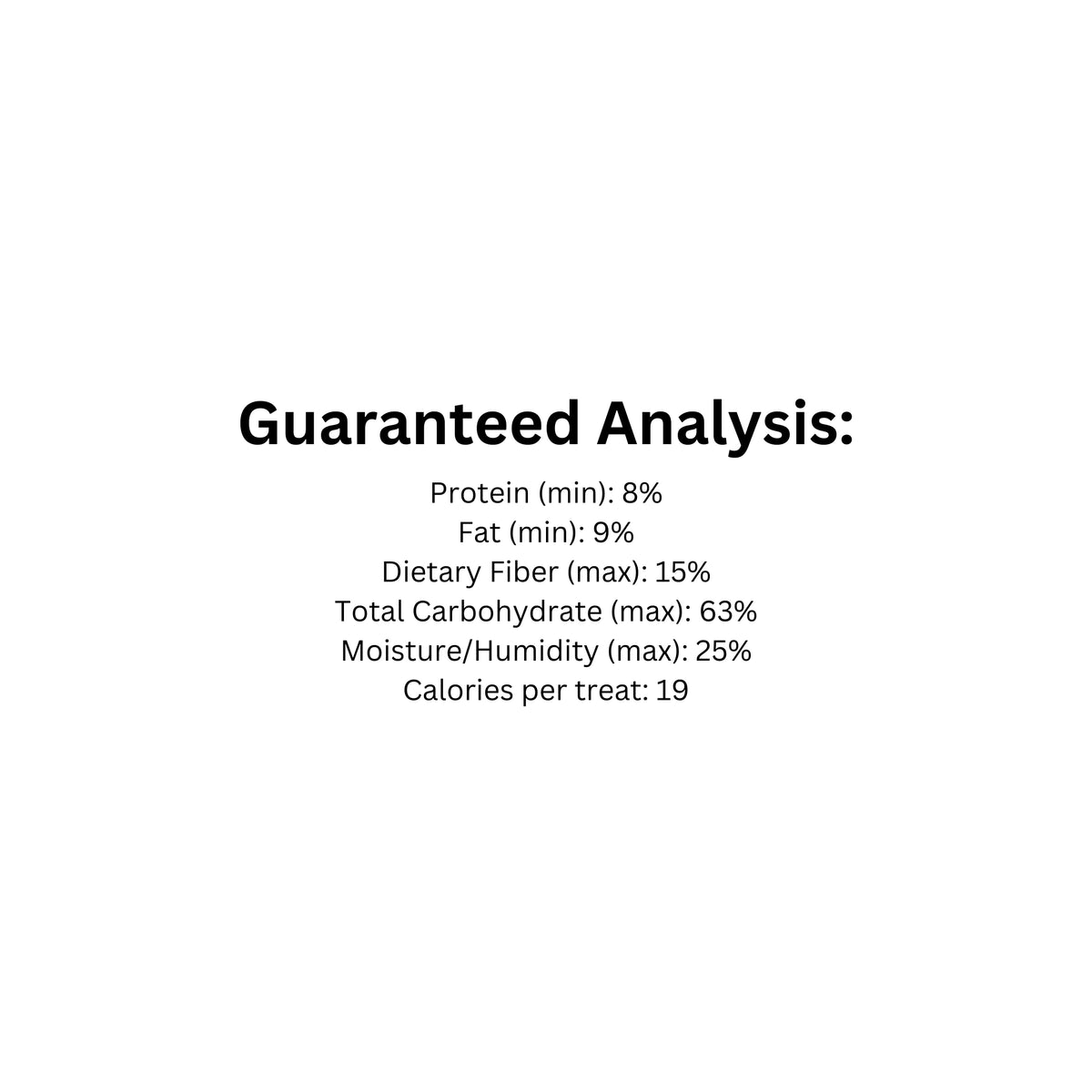 Guaranteed analysis label of Darford soft baked massively meaty beef dog treats