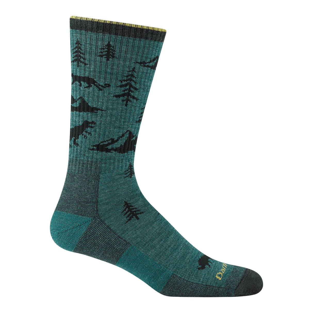 Close-up of Darn Tough Men's ABC Boot Midweight Hiking Socks in Teal on a white background