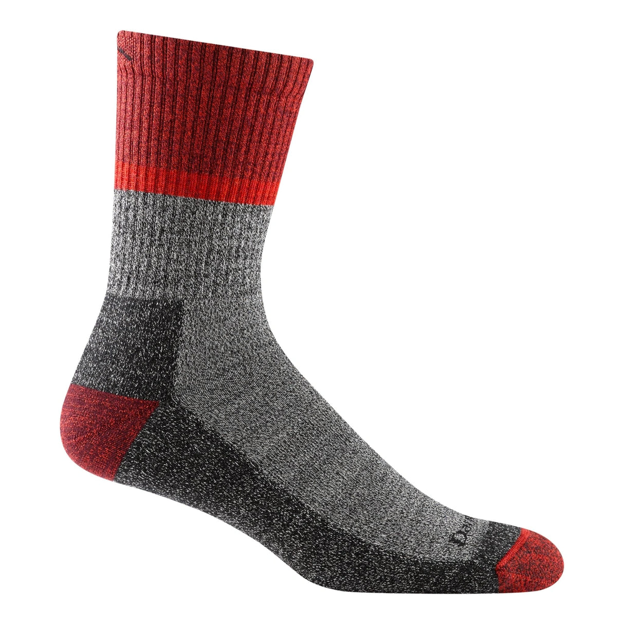 Close-up of Darn Tough Men’s Hiking Socks micro crew midweight in Pepper on white background