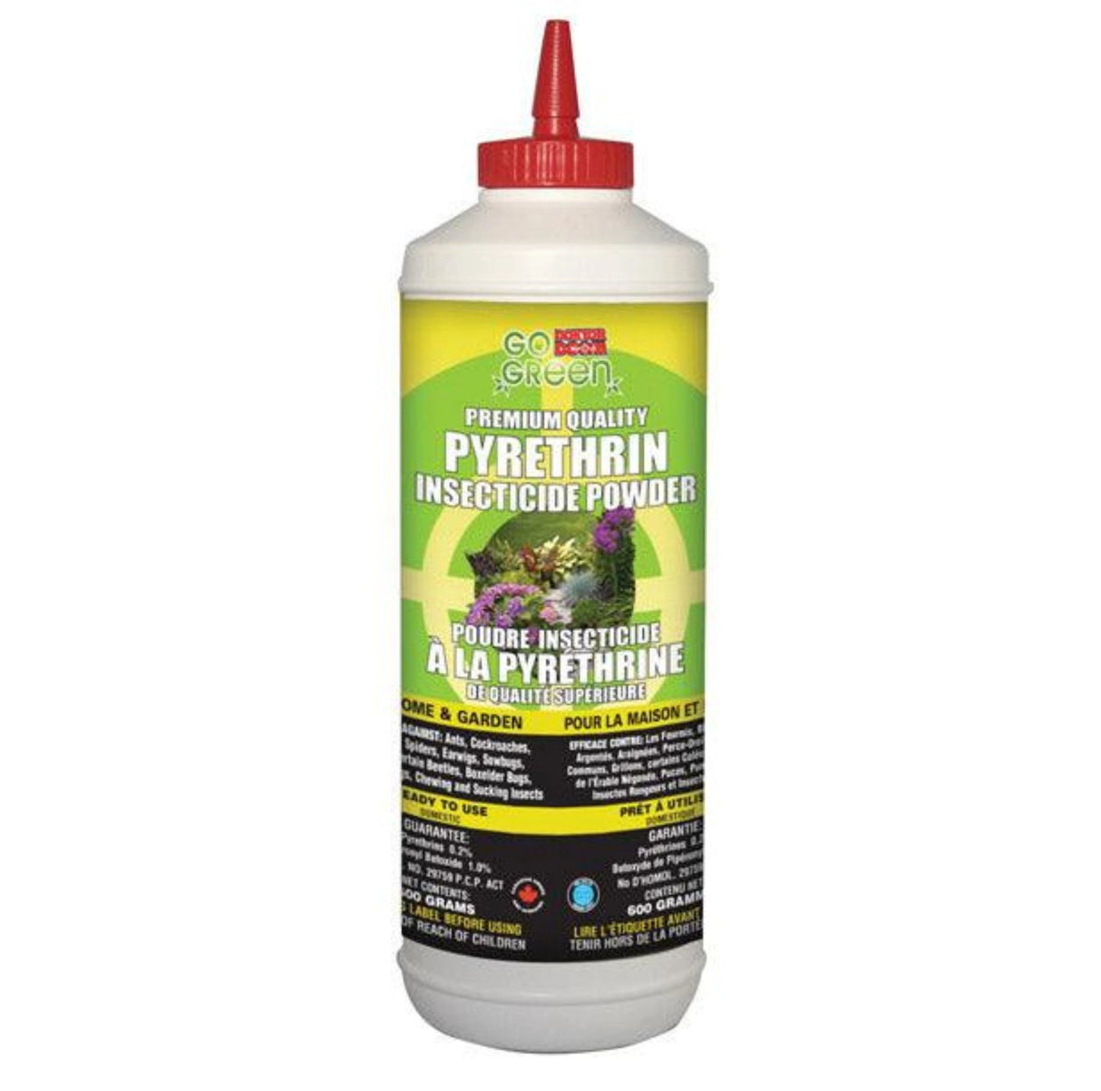 A front view of Doktor Doom Go Green Pyrethrin Powder 550g Insecticides on a white background