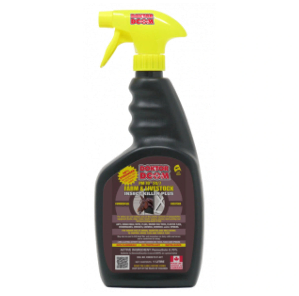 Front view of Doktor Doom PM 70 Farm and Livestock Insect Killer Plus 1 Litre Insecticide on a white background