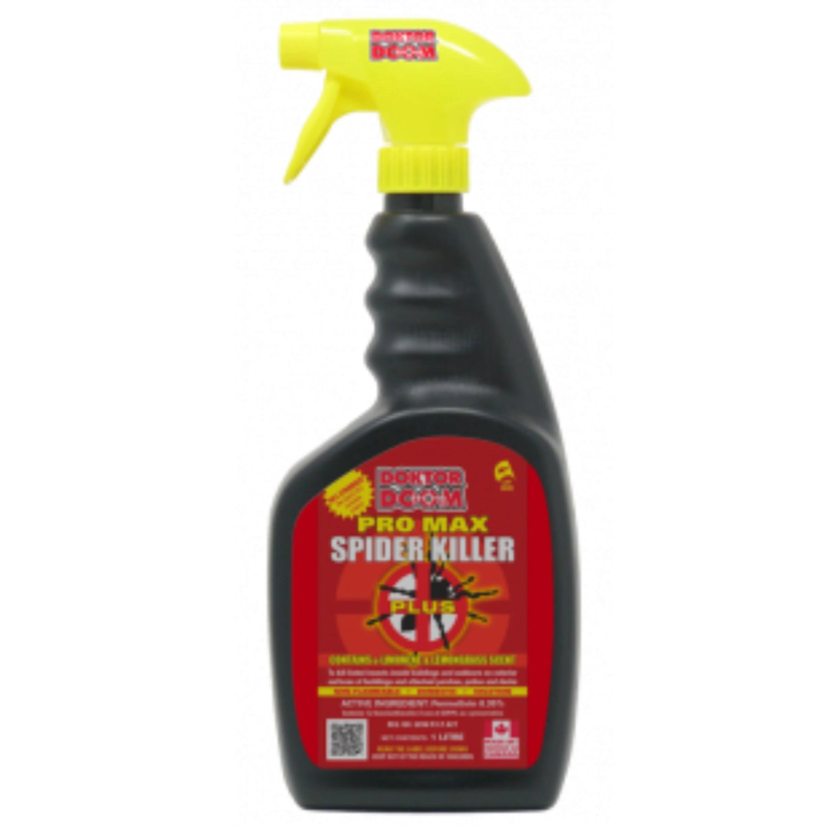 Front view of Doktor Doom Pro Max Spider Killer Plus 1 Litre Trigger Spray Spider Repellent on a white background