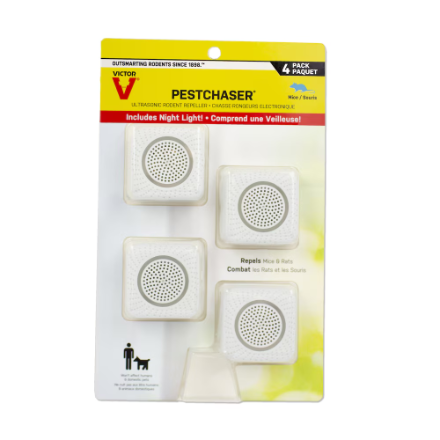Rodent Repeller | Electronic | Indoor Use | Single Speaker with Night Light | Victor M770 4 Pack