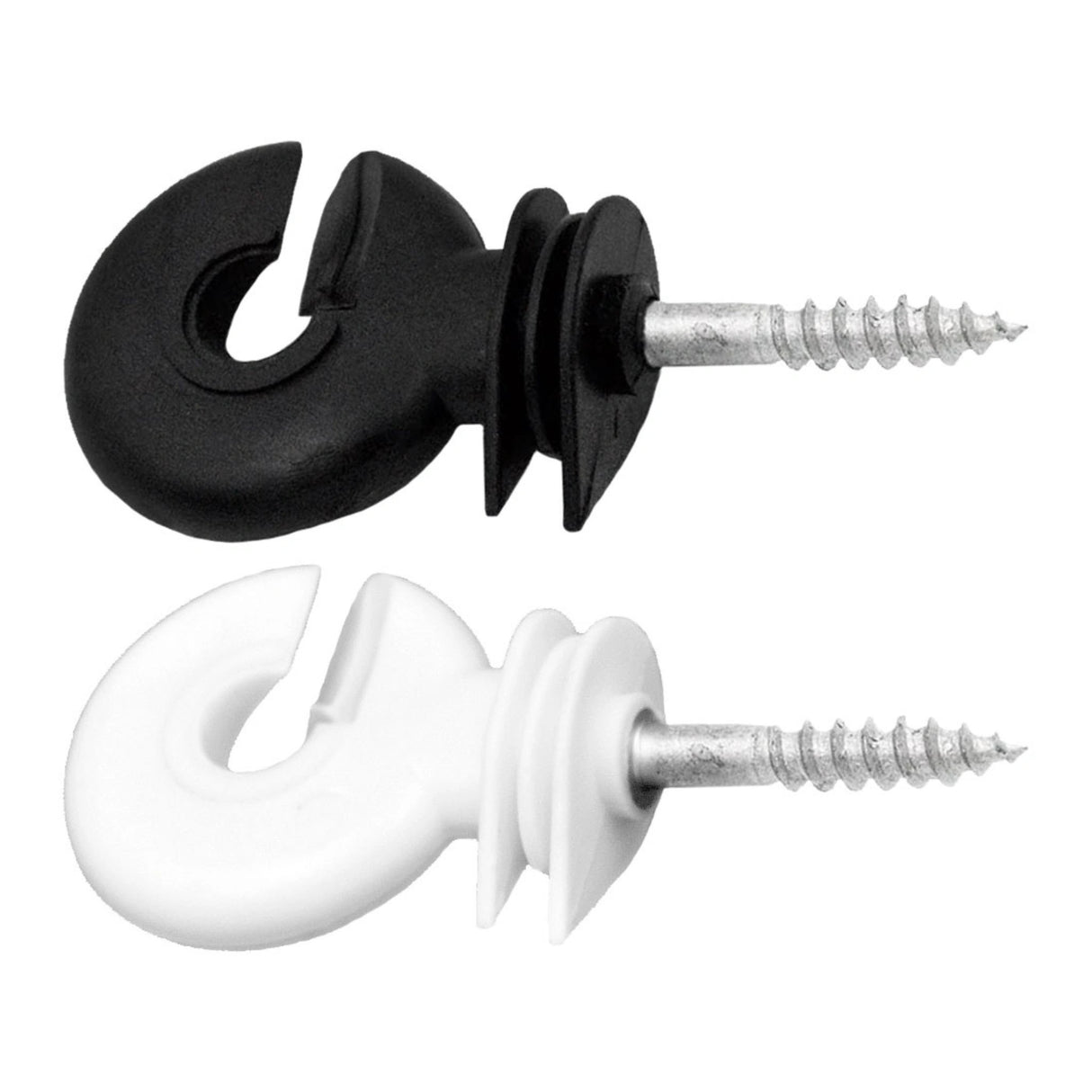 Close-up view of Corral Electric Fence Insulators Screw-in Ring Packs of 10 on a white background