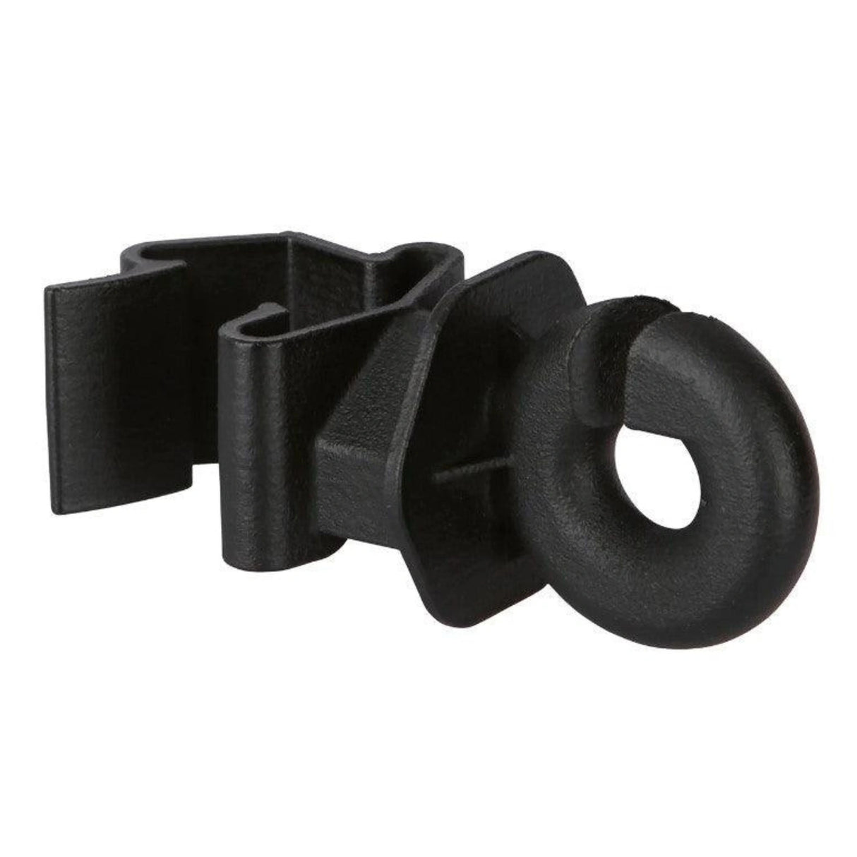 Close-up view of Corral Electric Fence Insulators T-Post Clip System Ring on a white background