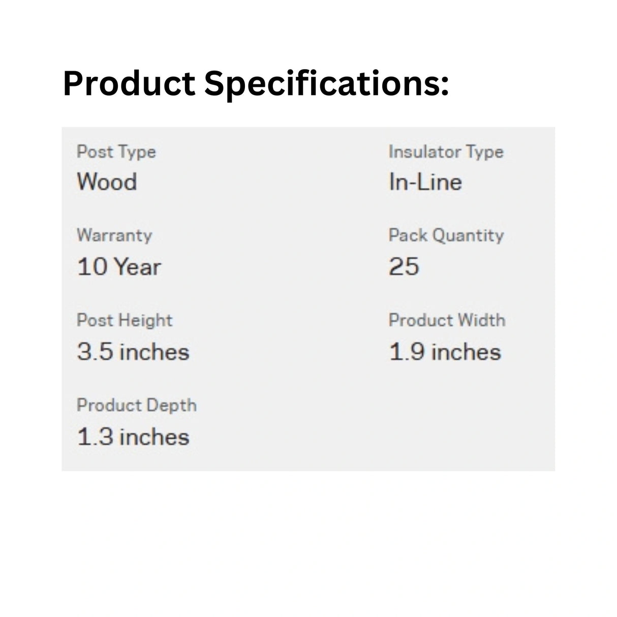 Product specifications of Gallagher Electric Fence Insulators Wood Post Claw Insulator