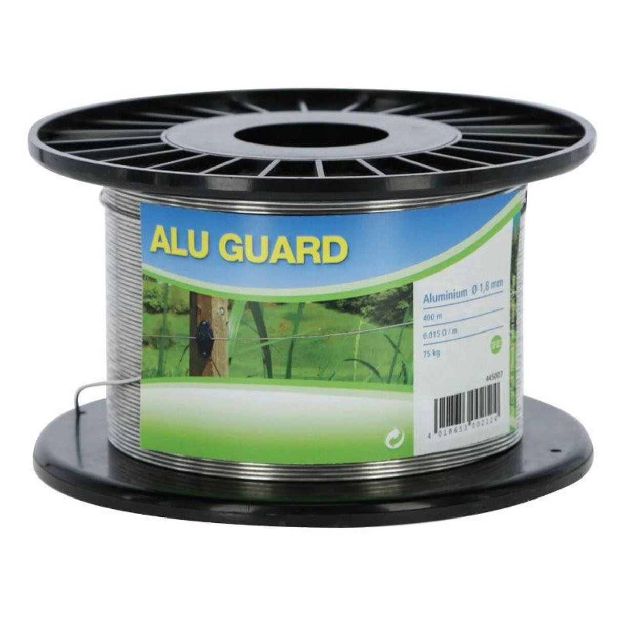 A front view of Corral Electric Fence Wire Fencing Aluminum Wire 1.8mm 400m on a white background