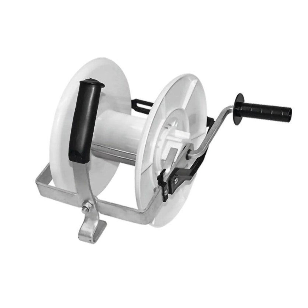 A front side view of Corral Electric Fencing Geared Reel on a white background