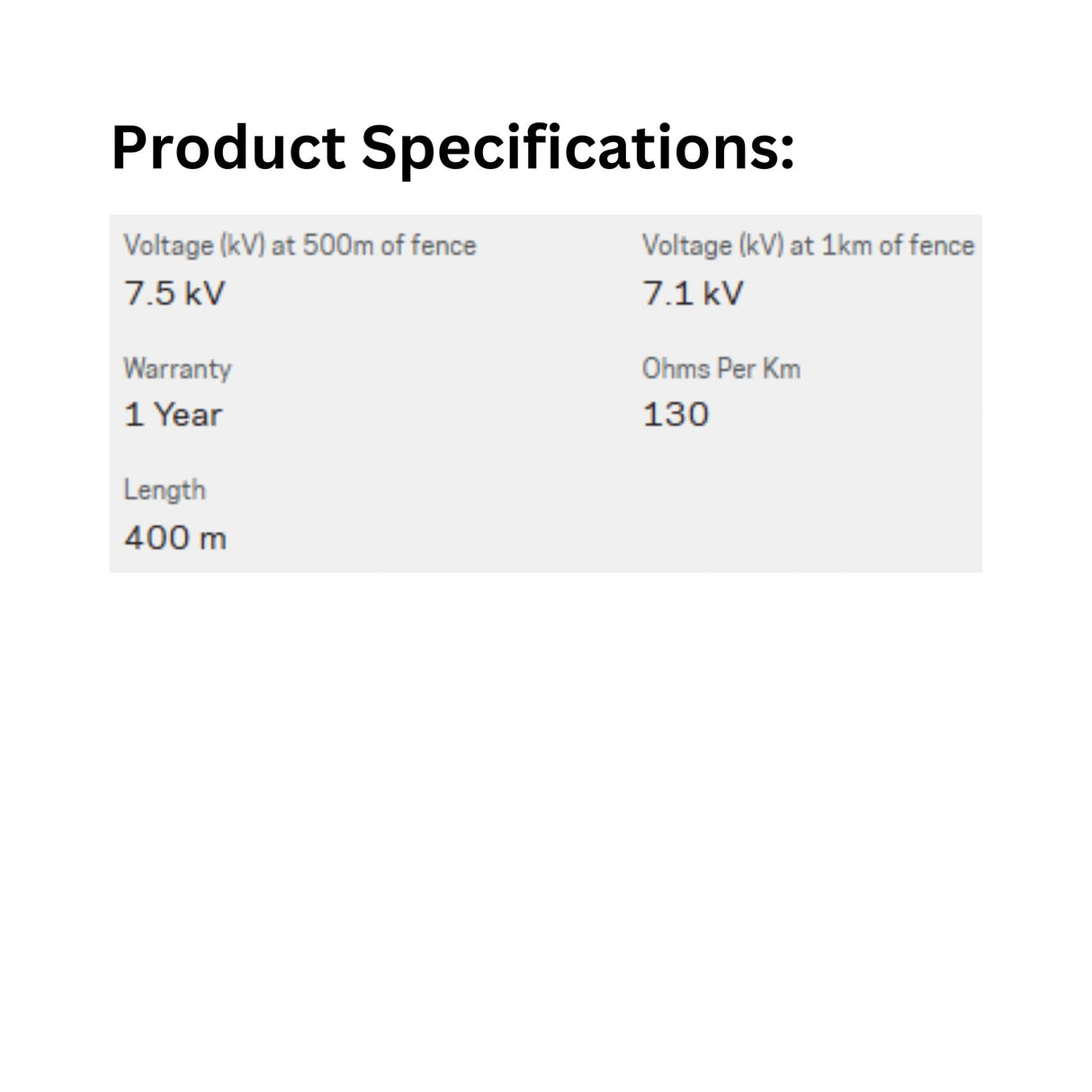 Product specifications of Gallagher Electric Fencing Orange Turbo Wire 9 Strand 400 Metre Roll
