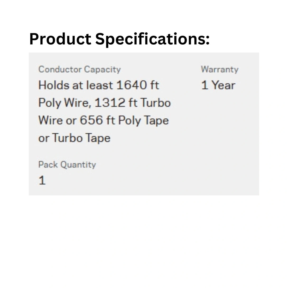 Product specifications of Gallagher Electric Fencing Standard Reel with insulated handle