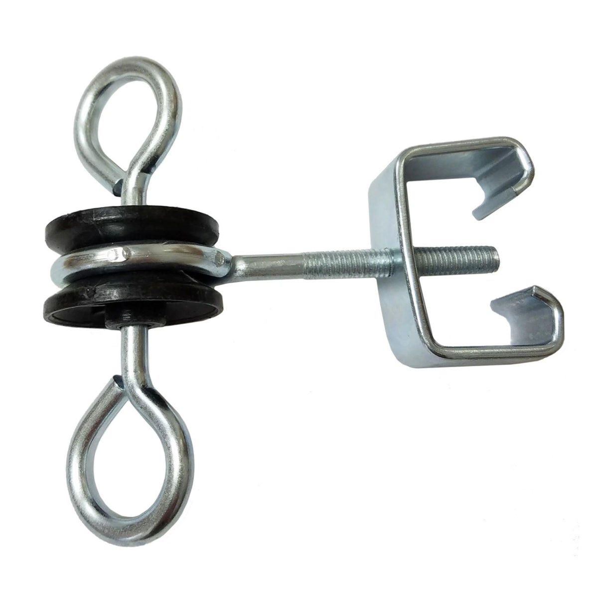 A side view part of Patriot Electric Fencing T-Post 2-Way Gate Anchor on a white background