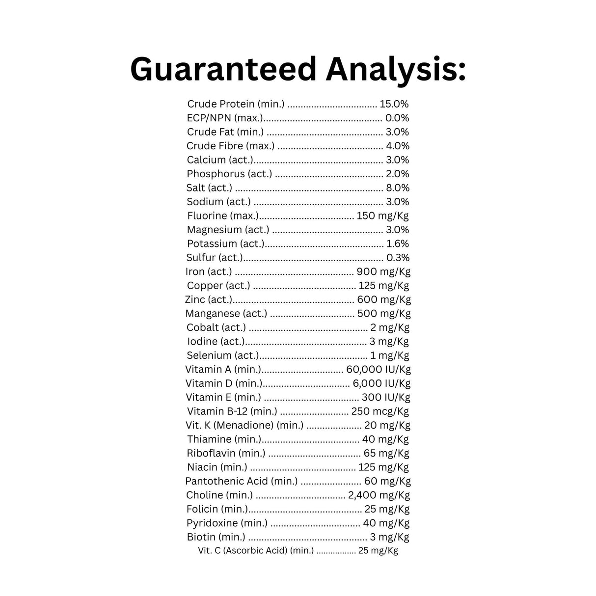 Guaranteed analysis label of Equest Agri-Blok Tub horse feed with nutritional breakdown