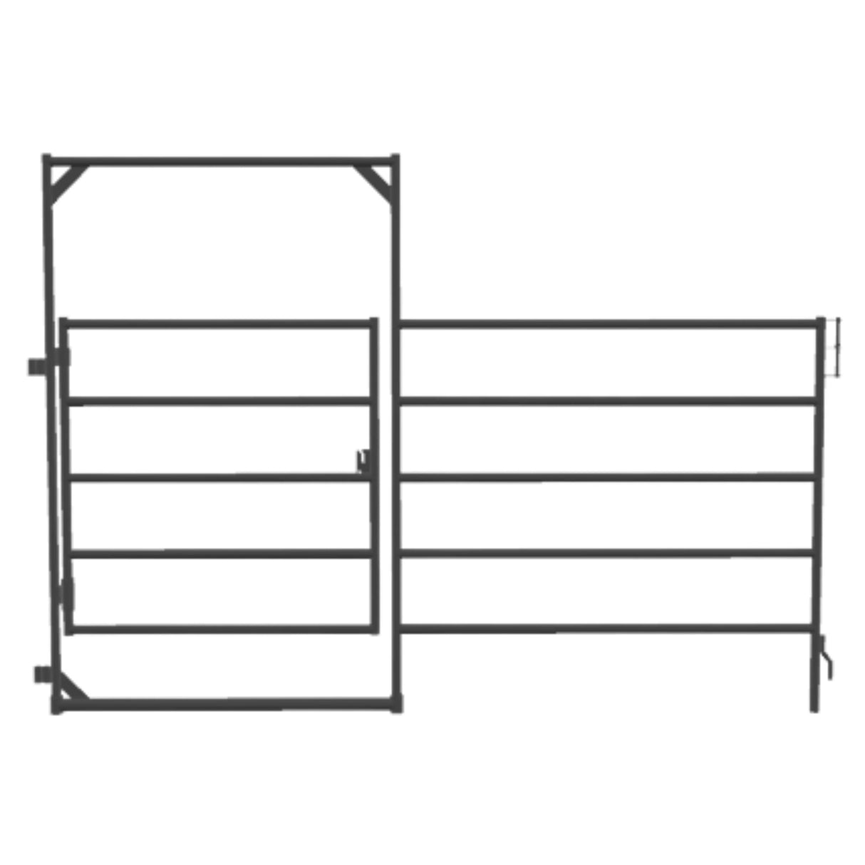 A front view of Medium Duty Farm Gate, 5 Rail, 2W Lemsco Series on a white background